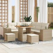 vidaXL Trädgårdsoffset 8 pcs Beige och gräddfärgad 80 x 80 x 71 cm