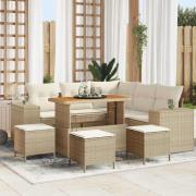vidaXL Trädgårdsoffset 9 pcs Beige och gräddfärgad 110 x 55 x 71 cm