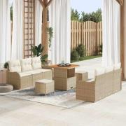 vidaXL Trädgårdsoffset 9 pcs Beige och gräddfärgad 80 x 80 x 71 cm