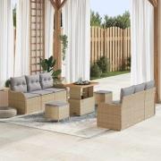 vidaXL Trädgårdsoffset 9 pcs Beige och Ljusgrå 90 x 55 x 71 cm