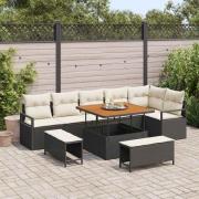 vidaXL Trädgårdsoffset 9 pcs Svart och kräm 100 x 100 x 71 cm