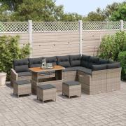 vidaXL Trädgårdsoffset med kudde med kudde 13 pcs Grå 110 x 55 x 71 cm