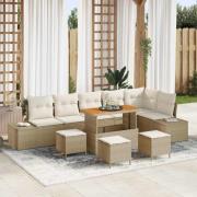 vidaXL Trädgårdsoffset 9 pcs Beige och gräddfärgad 110 x 55 x 71 cm