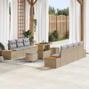 vidaXL Trädgårdsoffset 10 pcs Beige och Ljusgrå 90 x 55 x 71 cm