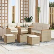 vidaXL Trädgårdsoffset med kudde med lagring 8 pcs Beige Poly rattan