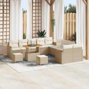 vidaXL Trädgårdsoffset med kudde med lagring 13 pcs Beige Poly rattan