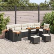 vidaXL Trädgårdsoffset 10 pcs Svart 90 x 55 x 71 cm Poly rattan