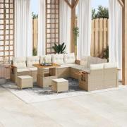 vidaXL Trädgårdsoffset med kudde med lagring 13 pcs Beige Poly rattan