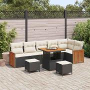 vidaXL Trädgårdsoffset 9 pcs Svart och kräm 80 x 80 x 71 cm