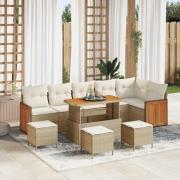 vidaXL Trädgårdsoffset 10 pcs Beige och gräddfärgad 110 x 55 x 71 cm