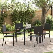 vidaXL Trädgårdsmöbelset 5 pcs Svart 90 x 90 x 75 cm konstrotting