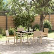 vidaXL Trädgårdsmöbelset 5 pcs Beige 150 x 90 x 75 cm konstrotting