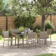 vidaXL Trädgårdsmöbelset 7 pcs Grå 190 x 90 x 75 cm konstrotting