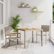 vidaXL Trädgårdsmöbelset 3 pcs Grå 90 x 90 x 75 cm konstrotting