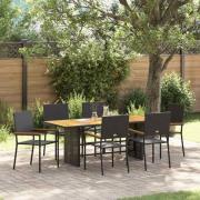 vidaXL Trädgårdsmöbelset 7 pcs Svart, Brun 190 x 80 x 75 cm