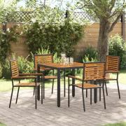 vidaXL Trädgårdsmöbelset 5 pcs Svart, Trä 90 x 90 x 75 cm konstrotting