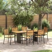 vidaXL Trädgårdsmöbelset 5 pcs Svart 190 x 80 x 75 cm konstrotting