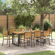 vidaXL Trädgårdsmöbelset 9 pcs Svart Poly rattan och massiv akaciaträ