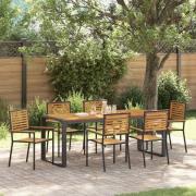 vidaXL Trädgårdsmöbelset 7 pcs Svart 200 x 80 x 75 cm konstrotting
