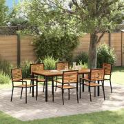 vidaXL Trädgårdsmöbelset 7 pcs Svart, Trä 180 x 90 x 75 cm