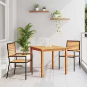 vidaXL Trädgårdsmöbelset 3 pcs Svart Poly rattan