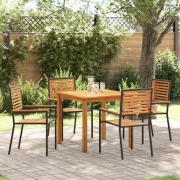 vidaXL Trädgårdsmöbelset 5 pcs Svart Poly rattan