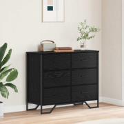 vidaXL Kommod med låda Svart ek 91 x 35.5 x 74.5 cm Konstruerat trä
