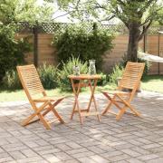 vidaXL Fällbart bistroset 3 pcs Brun massivt akacia