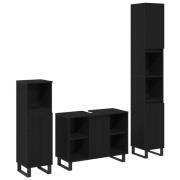 vidaXL Badrumsmöbelset 3 pcs Svart 30 x 30 x 180 cm Konstruerat trä