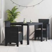 vidaXL Trädgårdsmöbelset 3 pcs Antracit Polt rotting