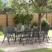 vidaXL Trädgårdsmöbelset 9 pcs Antracit Stål