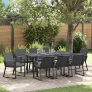 vidaXL Trädgårdsmöbelset 9 pcs Antracit Stål och poly rattan
