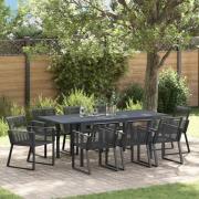 vidaXL Trädgårdsmöbelset 9 pcs Svart Poly rattan