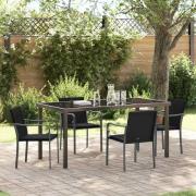 vidaXL Trädgårdsmöbelset 5 pcs Svart Poly rattan