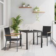 vidaXL Trädgårdsmöbelset 3 pcs Svart Textilene och stål