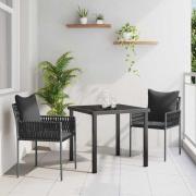 vidaXL Trädgårdsmöbelset 3 pcs Svart Poly rattan