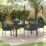 vidaXL Trädgårdsmöbelset 5 pcs Svart Poly rattan