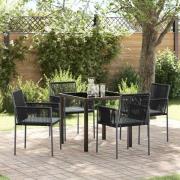 vidaXL Trädgårdsmöbelset 5 pcs Svart Poly rattan