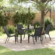 vidaXL Trädgårdsmöbelset 5 pcs Svart Textilene och stål