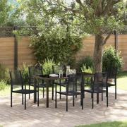 vidaXL Trädgårdsmöbelset 7 pcs Svart PVC-rattan