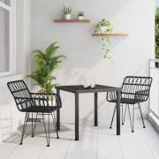 vidaXL Trädgårdsmöbelset 3 pcs Svart Poly rattan