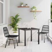 vidaXL Trädgårdsmöbelset 3 pcs Svart Poly rattan