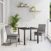 vidaXL Trädgårdsmöbelset 3 pcs Grå Poly rattan