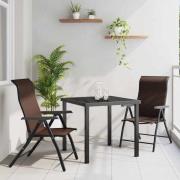 vidaXL Trädgårdsmöbelset Höjdjusterbar 3 pcs Brun Poly rattan