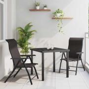 vidaXL Trädgårdsmöbelset Höjdjusterbar 3 pcs Svart kaffe Poly rattan