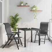 vidaXL Trädgårdsmöbelset Höjdjusterbar 3 pcs Grå Poly rattan