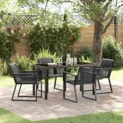 vidaXL Trädgårdsmöbelset 5 pcs Svart Poly rattan