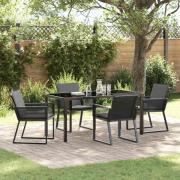 vidaXL Trädgårdsmöbelset 5 pcs Svart Poly rattan