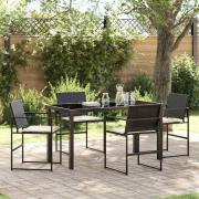 vidaXL Trädgårdsmöbelset 5 pcs Svart Poly rattan