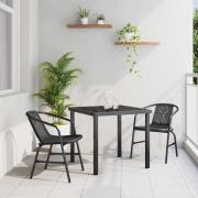 vidaXL Trädgårdsmöbelset 3 pcs Svart Poly rattan